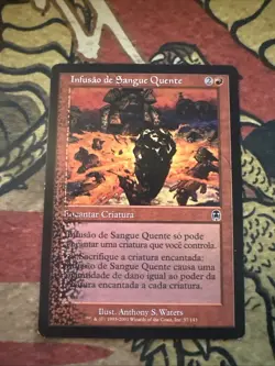 Mtg Magic Spanish Apocalypse Bloodfire Infusion Misprint Black Ink Bubble Error - Image 1
