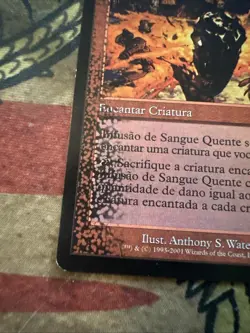 Mtg Magic Spanish Apocalypse Bloodfire Infusion Misprint Black Ink Bubble Error - Image 2