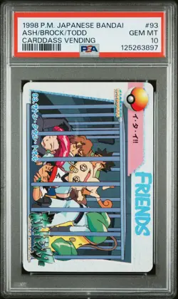 PSA 10 2025 CERT POP 14 ASH/BROCK/TODD 1998 POKEMON JPN BANDAI CARDDASS #93 - Image 1