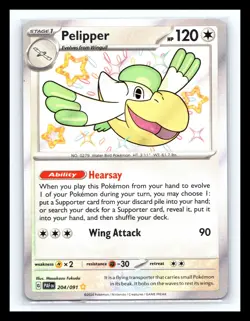 💥 Pelipper - # 204/091 Pokemon TCG SV: Paldean Fates Baby Shiny Rare Holo 2024 - Image 1