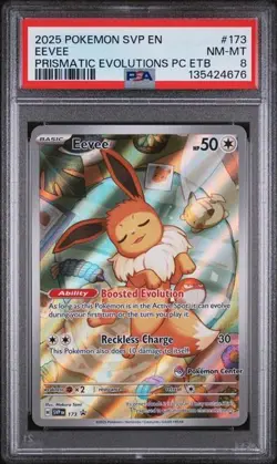 2025 Pokemon SVP EN-SV Black Star Promo Eevee #173 Prismatic Evo PC Etb PSA 8 - Image 1