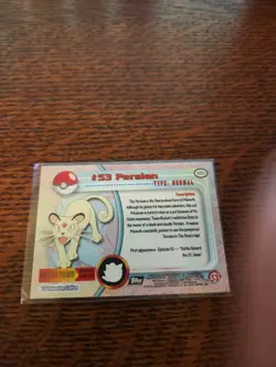 2000 Topps Chrome Pokemon Series 1 Persian #53 Foil - Image 3