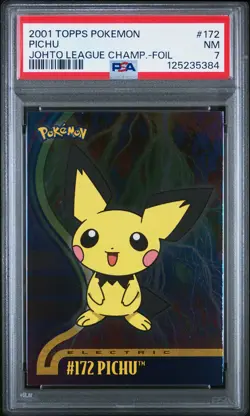 2001 TOPPS POKEMON JOHTO LEAGUE CHAMPIONS FOIL #172 PICHU PSA 7 - Image 1