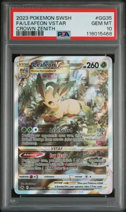 2023 POKEMON SWORD & SHIELD CROWN ZENITH #GG35 FULL ART/LEAFEON VSTAR PSA 10 - Image 1