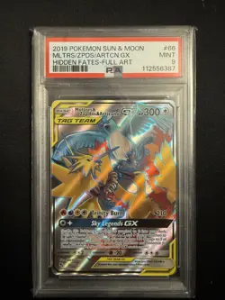 PSA 9 Moltres Zapdos & Articuno GX 66/68 Pokemon Sun & Moon Hidden Fates - Image 3