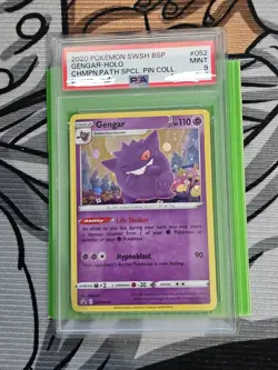 Pokemon Gengar Champion's Path Special Pin Coll. Holo Promo SWSH052 PSA 9 - Image 1