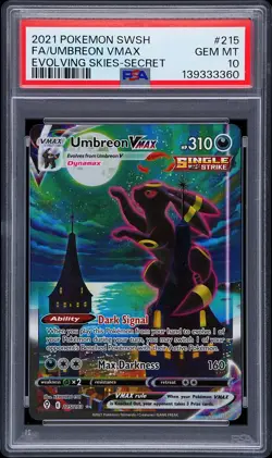2021 POKEMON SWORD & SHIELD EVOLVING SKIES SECRET FULL ART/UMBREON VMAX PSA 10 - Image 1
