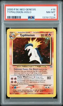 2000 POKEMON NEO GENESIS #18 TYPHLOSION-HOLO PSA 8 UNLIMITED - Image 1