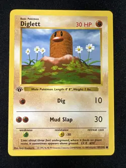 Pokemon TCG Base Set 1st edition Shadowless Diglett #47 NM - Image 1