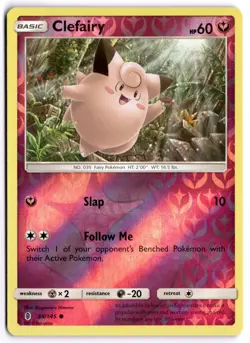 Pokemon Reverse Holo Clefairy Common SM - Guardians Rising 88/145 NM - Image 1