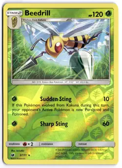 Pokemon Reverse Holo Beedrill Common SM - Crimson Invasion 3/111 NM - Image 1