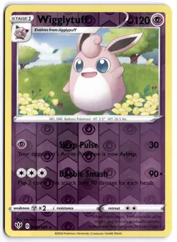 Pokemon Reverse Holo Wigglytuff Rare SWSH03: Darkness Ablaze 068/189 NM - Image 1