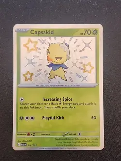 Capsakid Baby Shiny Holo Rare SV Paldean Fates Pokemon Card TCG 106/091 B1 - Image 1