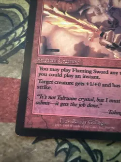 Mtg Magic Mercadian Masques Flaming Sword Misprint Extra Black Ink Error Card - Image 2