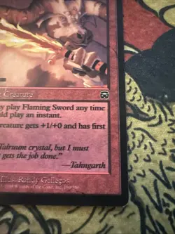 Mtg Magic Mercadian Masques Flaming Sword Misprint Extra Black Ink Error Card - Image 3