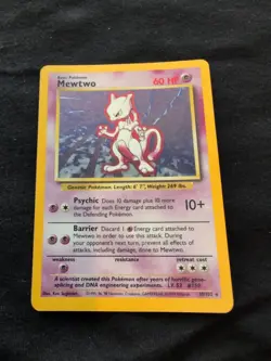 Mewtwo Holo Base Set 10/102 Pokemon Card LP 1999 Wizards - Image 1