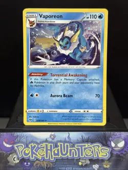 Pokemon Card Vaporeon 030/185 Vivid Voltage Cosmo Holo Promo Eevee Collection NM - Image 1