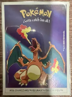 2000 Charizard Pokemon Sticker Cards Dunkin Boomer #6 Nice Shape! US Seller - Image 1