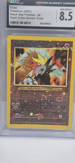 Entei 34 Swirl Black Star WOTC Movie Promo Reverse Holo Pokemon Card 2001 - Image 1