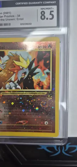 Entei 34 Swirl Black Star WOTC Movie Promo Reverse Holo Pokemon Card 2001 - Image 3