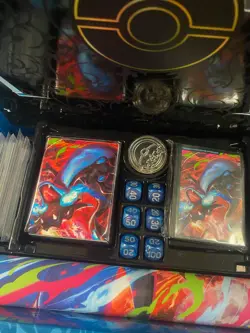 Pokemon Mega Charizard X EX Collection Card Lot with Box, Sleeves, Dice, Coin - Image 4