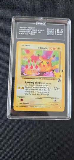 Pikachu's Birthday Celebrations Rare Graded TAG 8.5 Pokemon Card - Image 1