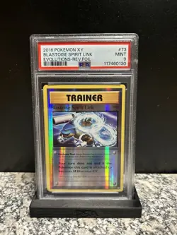 Pokemon TCG Blastoise Spirit Link 73/108 Evolutions Trainer Reverse Holo PSA 9 - Image 1