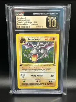 1999 1st Edition Aerodactyl Prerelease Holo Pokemon 1/62 Fossil CGC PRISTINE 10 - Image 1