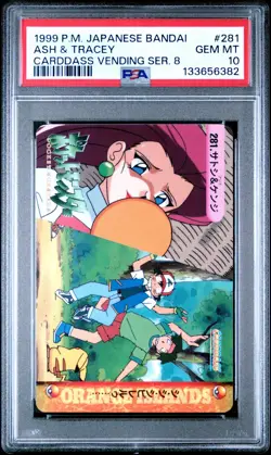 PSA 10 2025 CERT POP 6 ASH & TRACEY JESSIE 1999 POKEMON JPN BANDAI CARDDASS #281 - Image 1