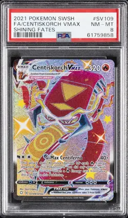 2021 POKEMON SWORD & SHIELD SHINING FATES #SV109 FULL ART/CENTISKORCH VMAX PSA 8 - Image 1
