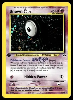 ✅ Pokemon Unown TCG Neo Discovery 14/75 Holo 1st Edition Rare Card ✅ WOTC ✅2BL✅ - Image 1