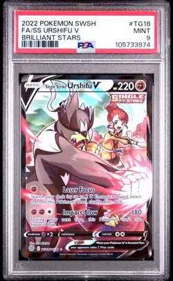 2022 Pokemon Sword and Shield Brilliant Stars SS Urshifu V #TG18 PSA 9 - Image 1