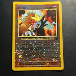 Pokemon Vintage Reverse Holo Swirl Promo #34 Entei WoTC Black Star - Image 1