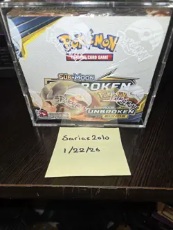 POKEMON SUN & MOON UNBROKEN BONDS BOOSTER BOX W/ ACRYCLIC CASE - Image 1