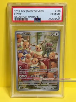 2024 POKEMON TWM EN-TWILIGHT MASQUERADE ILLUSTRATION RARE#188 EEVEE PSA 10 - Image 1