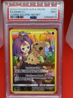 2019 POKEMON SUN & MOON COSMIC ECLIPSE SECRET #245 FULL ART/MIMIKYU PSA MINT 9 - Image 1