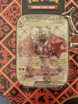Pokemon TCG: Paldean Fates Shiny Charizard EX Tin Factory Sealed - Image 2