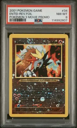 PSA 8 Entei HUGE SWIRL x2 2001 Pokemon 3 Movie Black Star Promo 34 Rare Vintage - Image 1