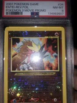 PSA 8 Entei HUGE SWIRL x2 2001 Pokemon 3 Movie Black Star Promo 34 Rare Vintage - Image 3