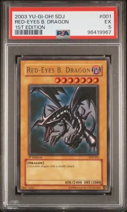 YU-GI-OH! 2003 Red Eyes Black Dragon 1st Edition PSA 5 - Image 1