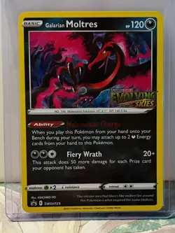 Galarian Moltres SWSH125 Prerelease Holo Promo Pokemon Card Evolving Skies - NM - Image 1