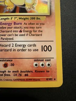 Pokemon TCG Vintage Charizard Holo Card 1999 Base Set 4/102, Vintage NM/LP - Image 5