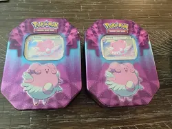 2 - Pokemon TCG 2019 Blissey Pokemon promotional tins OPENED - Still With Cards - Image 1