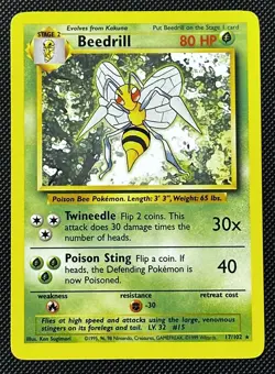 Pokemon Card Beedrill Base Set Rare 17/102 Near Mint - Image 1