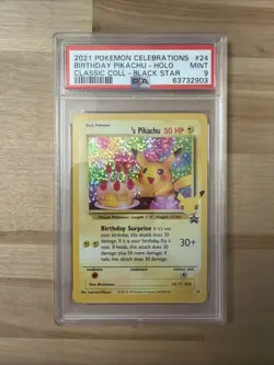 2021 Pokemon Celebrations Classic Black Star #24 Birthday Pikachu Holo PSA 9 - Image 1