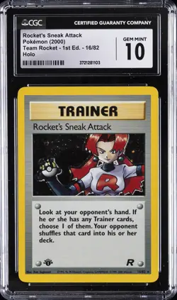 2000 POKEMON TEAM ROCKET - 1ST ED - HOLO ROCKET'S SNEAK ATTACK CGC 10 GEM MINT - Image 1
