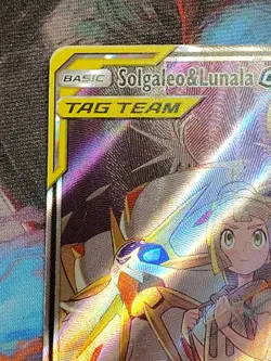 Pokemon Solgaleo & Lunala GX Full Art TAG TEAM Ultra Rare 216/236 Holo - Image 2