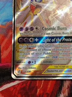 Pokemon Solgaleo & Lunala GX Full Art TAG TEAM Ultra Rare 216/236 Holo - Image 5