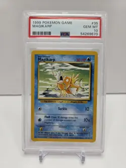 1999 POKEMON BASE SET UNLIMITED #35 MAGIKARP PSA 10 GEM MINT - Image 1