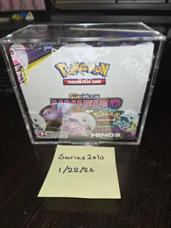POKEMON UNIFIED MINDS SUN AND MOON BOOSTER BOX SEALED W/ACRYLIC CASE - Image 1